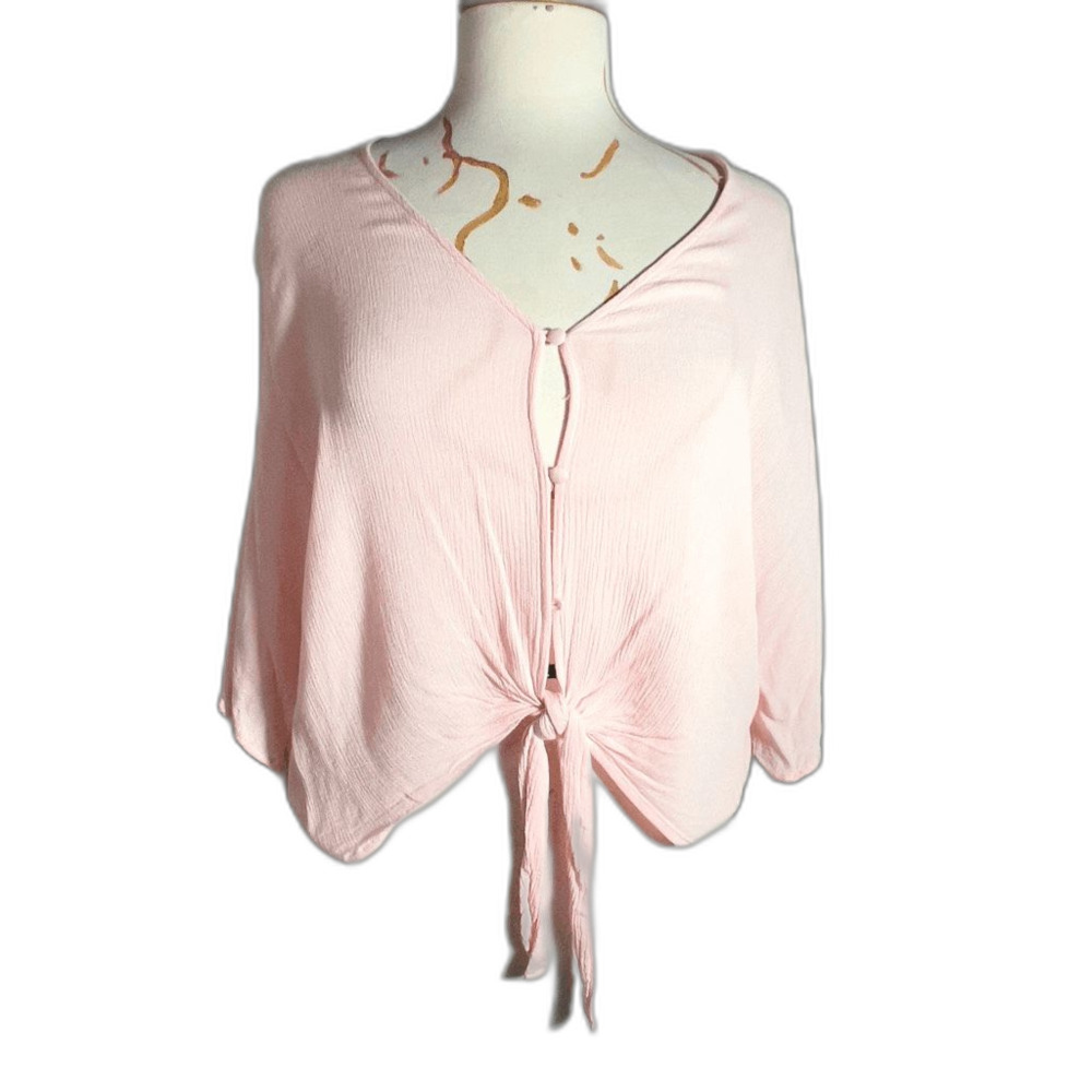 Lulus Blouse Size S Women's Modern Boho Chic Indie Sleaze Pale Pink Crop Top
